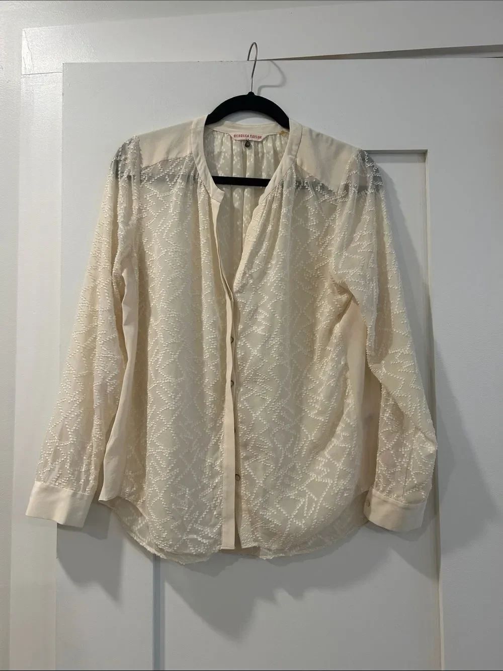 Rebecca Taylor Ivory Button Down Blouse, Size 6